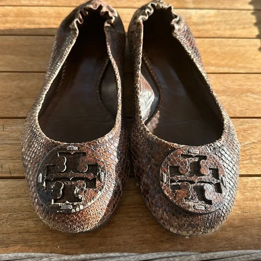 Tory Burch Snakeskin Flat Shoes 8